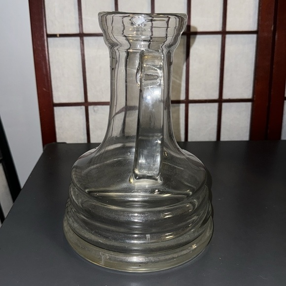 Mid Century Modern Clear Spiral Hand Blown Art Glass Water Pitcher 9” - Picture 10 of 15